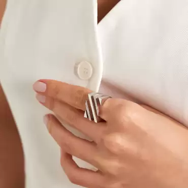 Keen Bold 0.20 CT Pırlanta Taşlı Beyaz Altın Yüzük - Nev Jewellery (1)