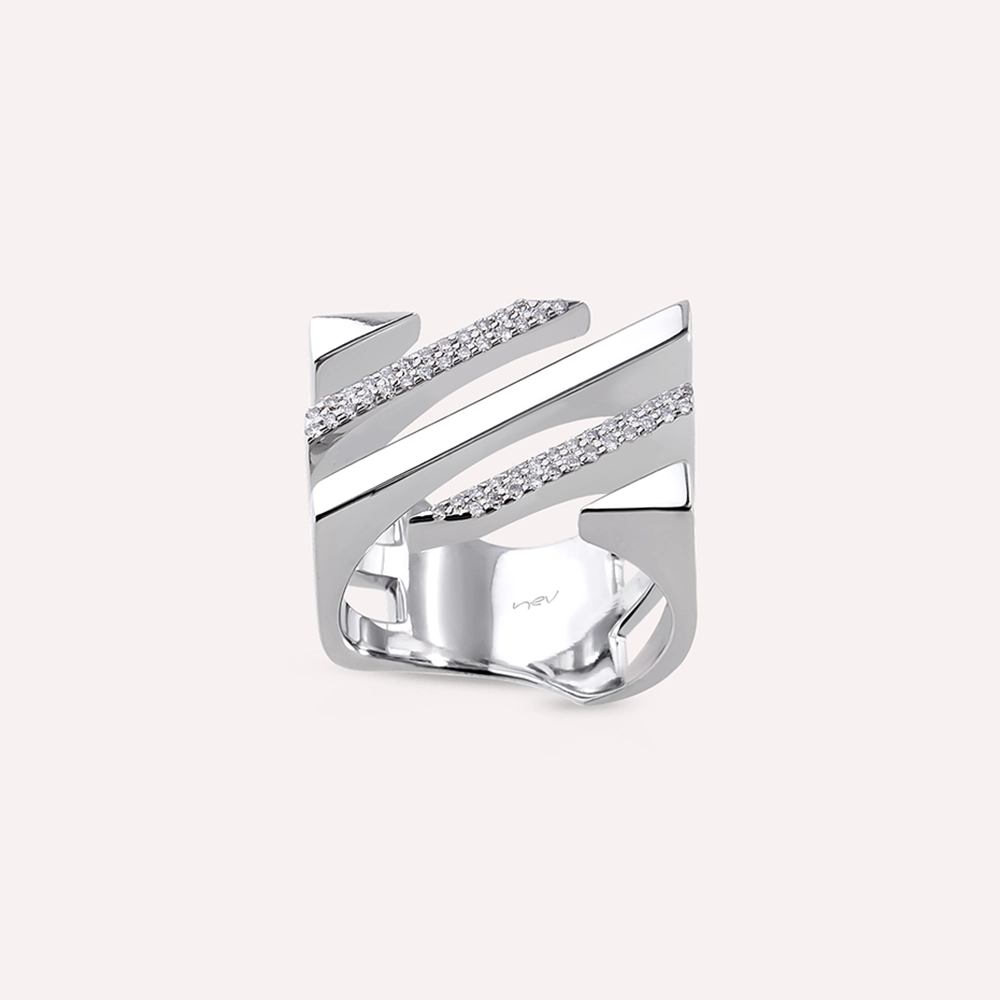 Keen Bold 0.20 CT Pırlanta Taşlı Beyaz Altın Yüzük - Nev Jewellery (1)