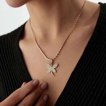 Kelebek Taşlı Kolye Ucu - NEV JEWELLERY (1)
