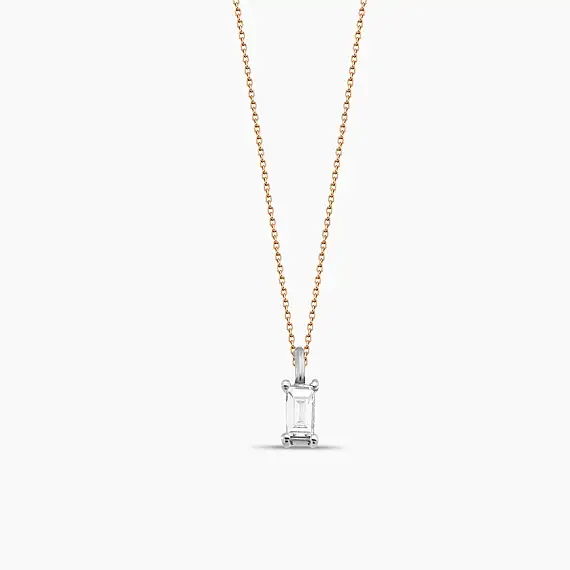 Kerr 0.03 CT Baget Pırlanta Taşlı Rose Altın Kolye - 2