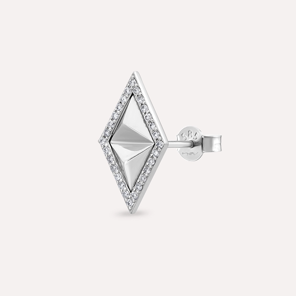 Kiara 0.12 CT Pırlanta Taşlı Beyaz Altın Tek Küpe - Nev Jewellery (1)