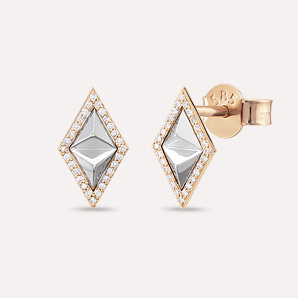 Kiara 0.28 CT Pırlanta Taşlı Rose Altın Küpe - Nev Jewellery (1)