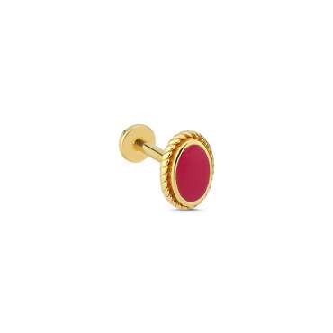 Kırmızı Mineli Oval Piercing - NEV JEWELLERY (1)