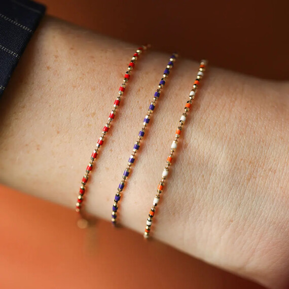 Kırmızı Mineli Sarı Altın Golf Bileklik - Nev Jewellery