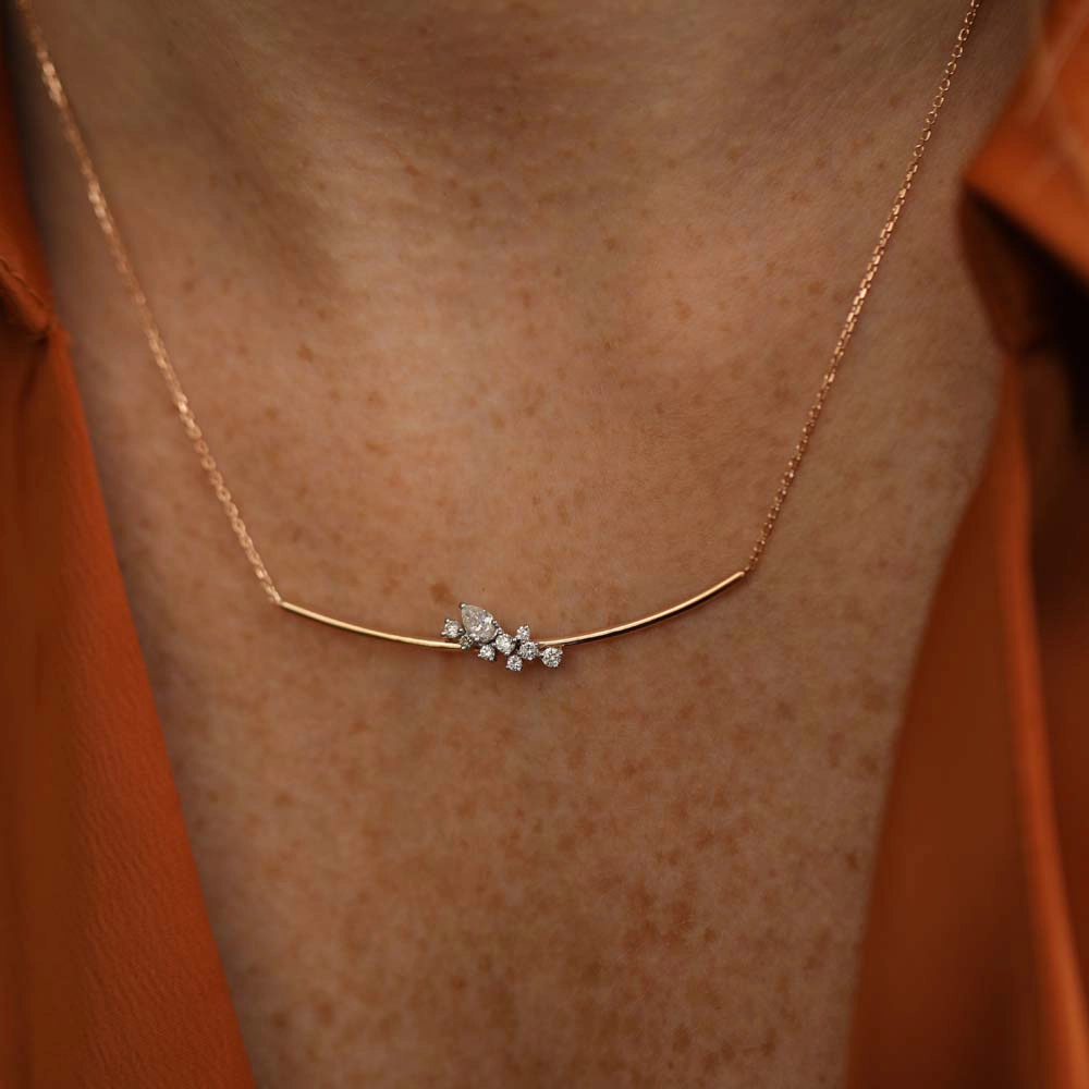 Kleio 0.37 CT Pırlanta Taşlı Rose Altın Kolye - Nev Jewellery (1)