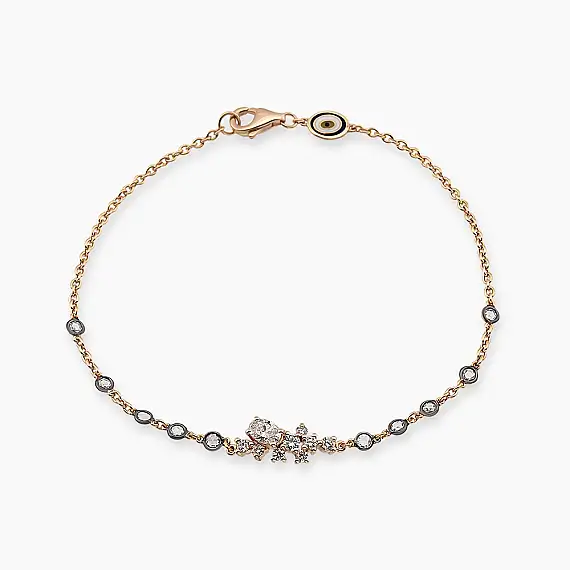 Kleio 0.61 CT Elmas ve Pırlanta Taşlı Rose Altın Bileklik - 1