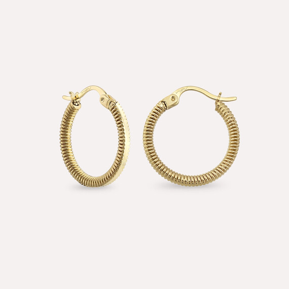 Koen Sarı Altın Halka Küpe - Nev Jewellery