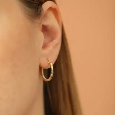 Koen Sarı Altın Halka Küpe - Nev Jewellery (1)
