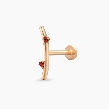 Koza Orange Safir Taşlı Rose Altın Piercing - Nev Jewellery (1)