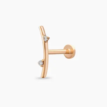 Koza Pırlanta Taşlı Rose Altın Piercing - Nev Jewellery (1)