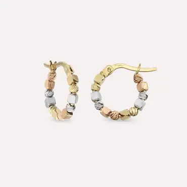 Kübik Dorika Altın Halka Küpe - Nev Jewellery (1)