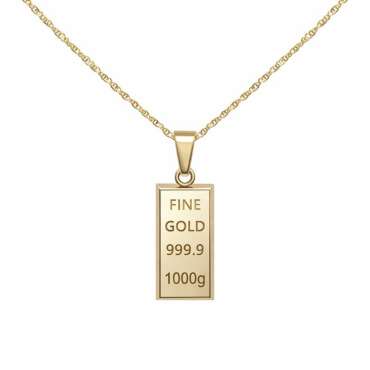 Külçe Model Altın Kolye Ucu – Kalın ve Gösterişli Tasarım (2 × 1 cm – 0,4 mm) - NEV JEWELLERY