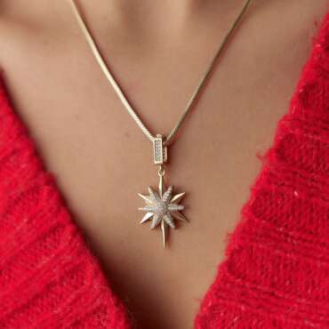 Kutup Yıldız Taşlı Charm Kolye Ucu - NEV JEWELLERY