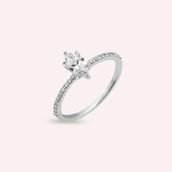 Kyra 0.65 CT Marquise Cut Diamond White Gold Ring - 1