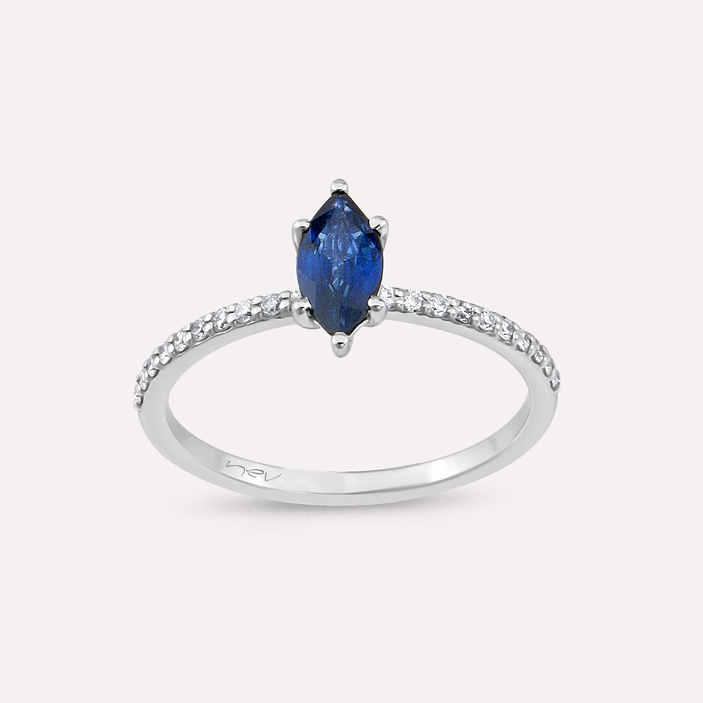 Kyra 0.75 CT Sapphire and Diamond White Gold Ring - 2