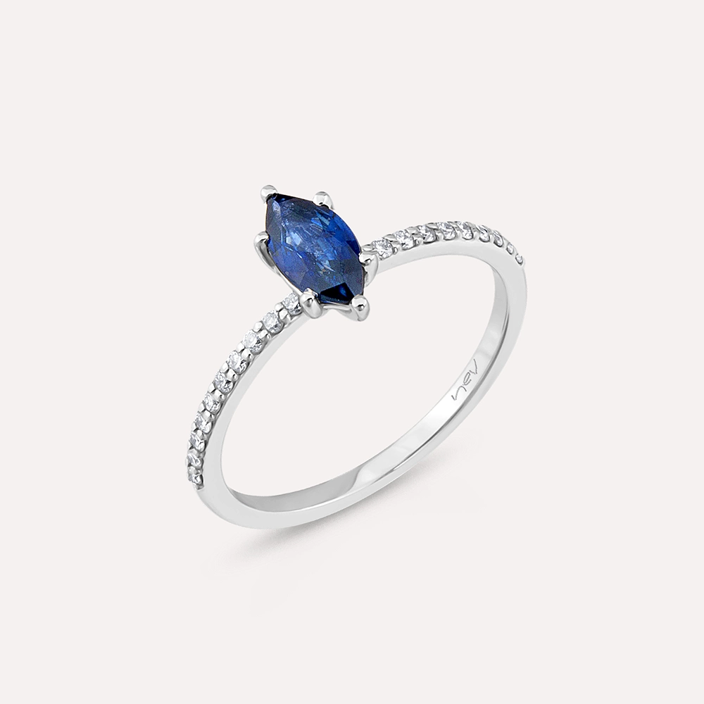 Kyra 0.75 CT Sapphire and Diamond White Gold Ring - 4