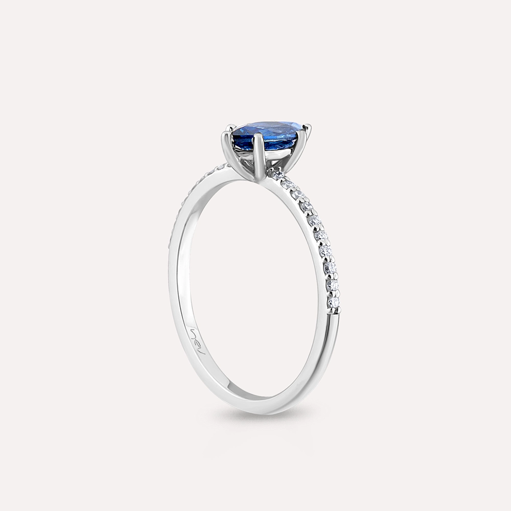 Kyra 0.75 CT Sapphire and Diamond White Gold Ring - 5