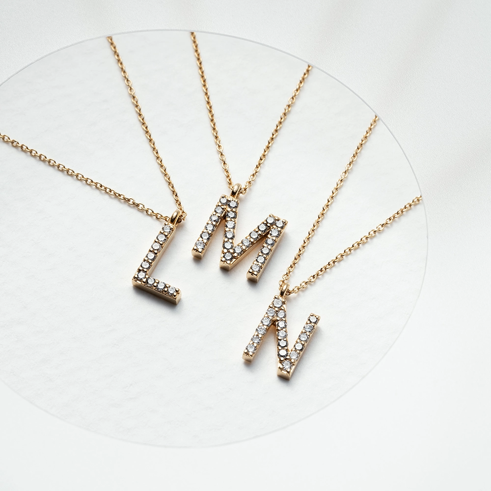 L Harfi 0.07 CT Pırlanta Taşlı Rose Altın Kolye - Nev Jewellery (1)