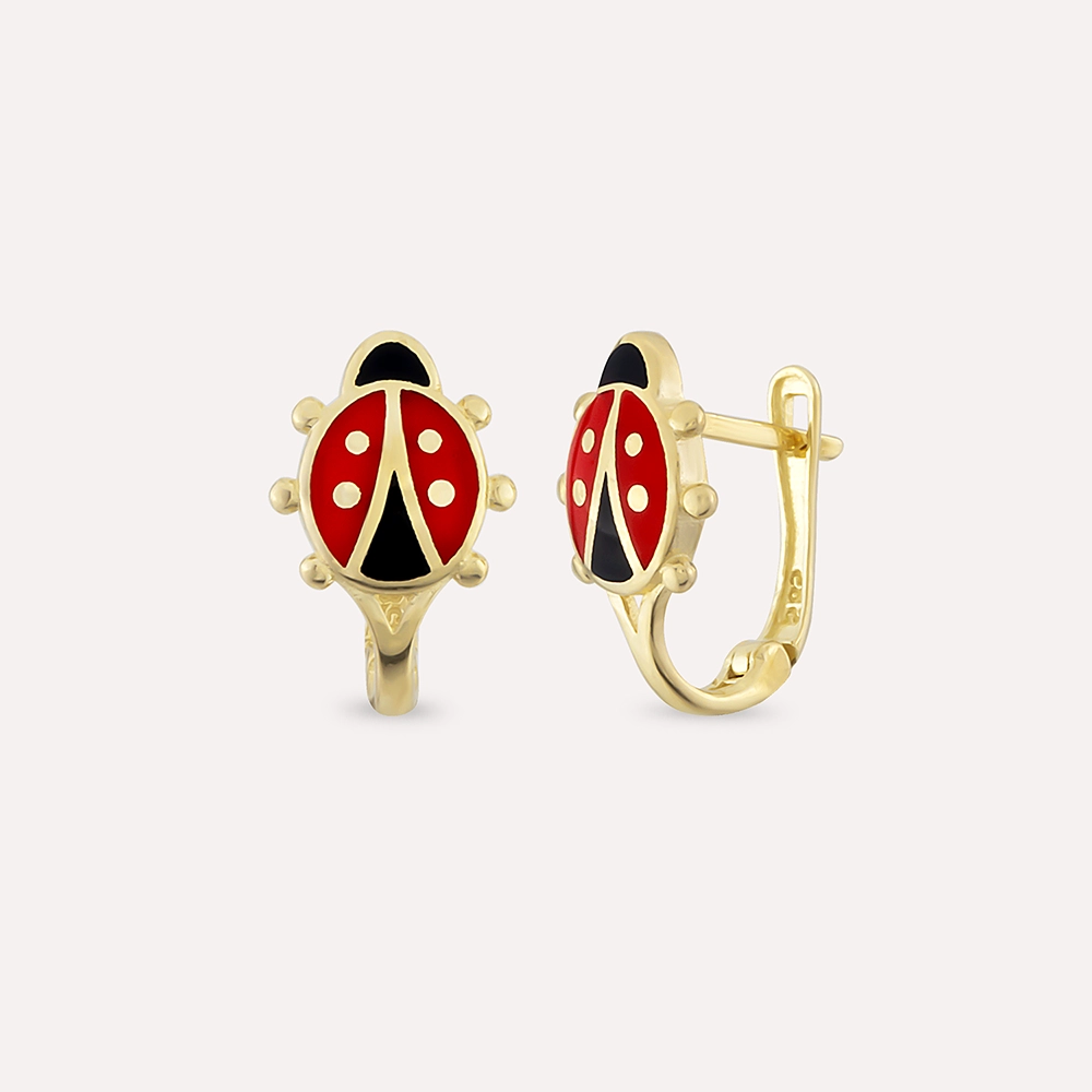 Ladybird Enamel Yellow Gold Child Earring - 1