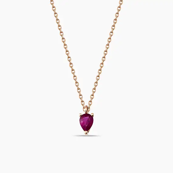 Lana 0.16 CT Yakut Taşlı Rose Altın Kolye - 1