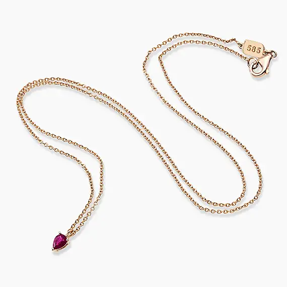 Lana 0.16 CT Yakut Taşlı Rose Altın Kolye - 3