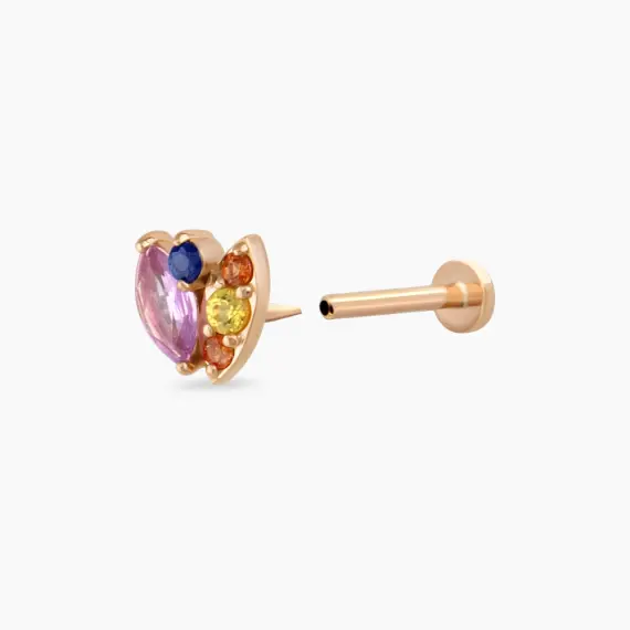 Laurel Multicolor Sapphire Rose Gold Piercing - 4