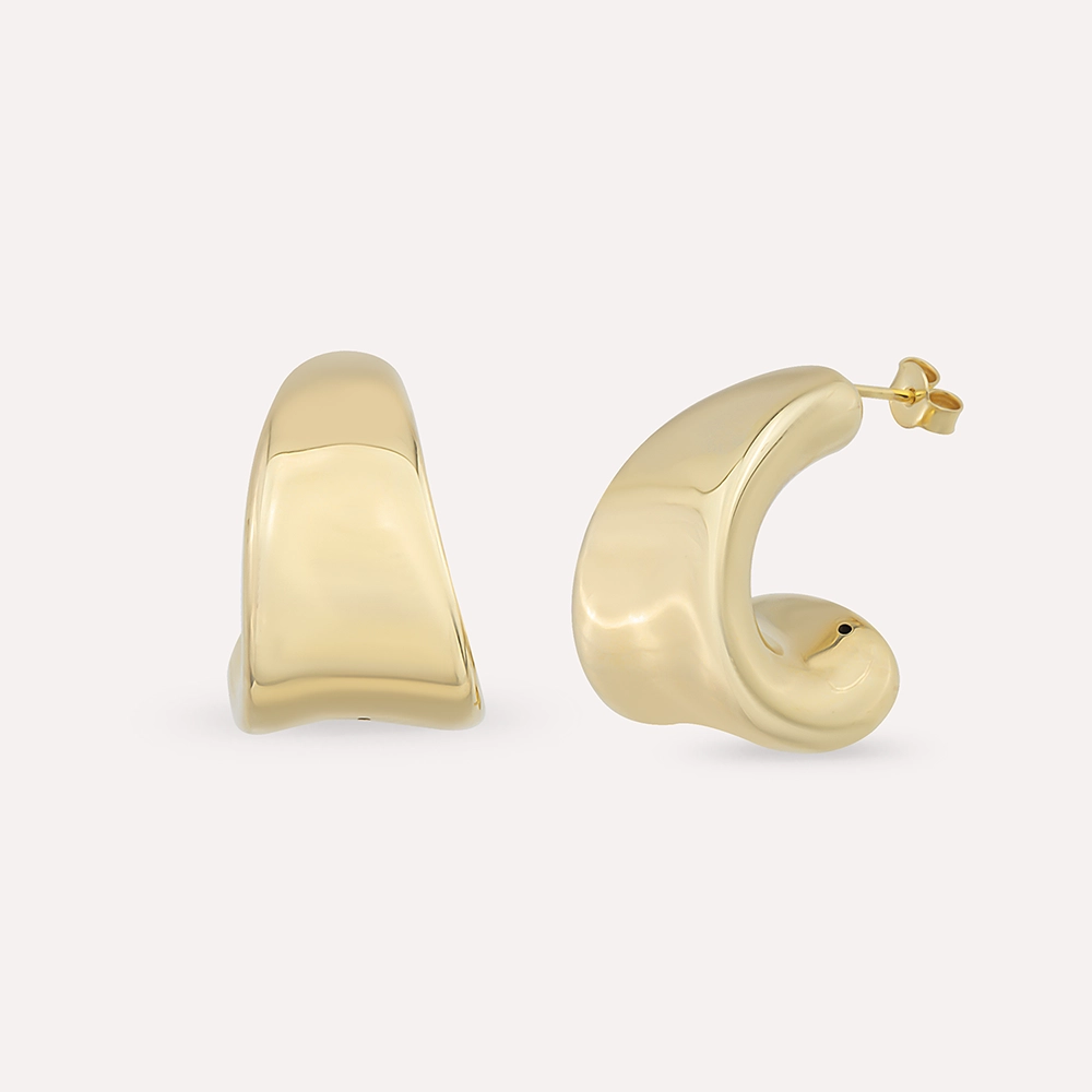 Lava Sarı Altın İtalyan Küpe - Nev Jewellery (1)