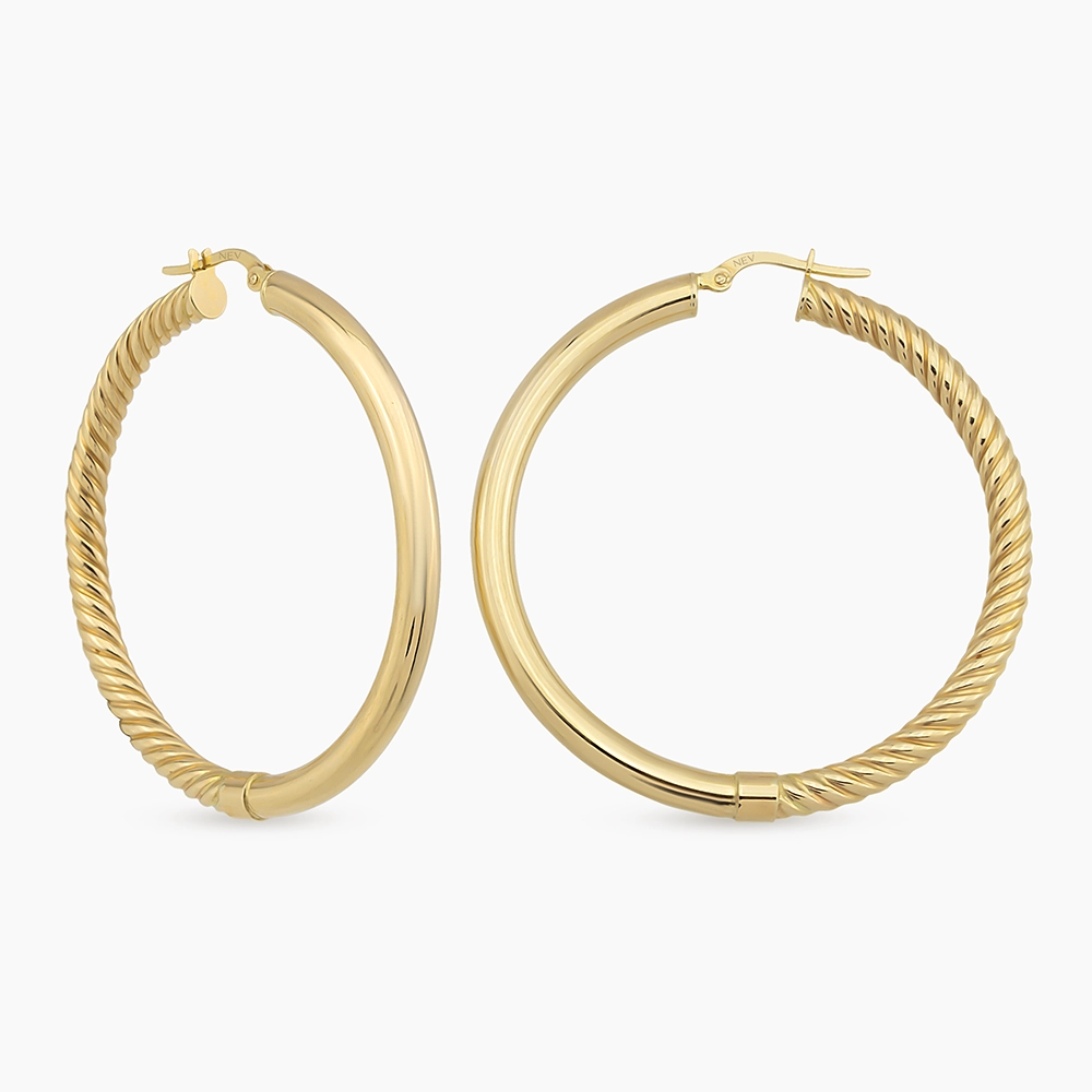 Lavin M Sarı Altın Halka Küpe - Nev Jewellery (1)