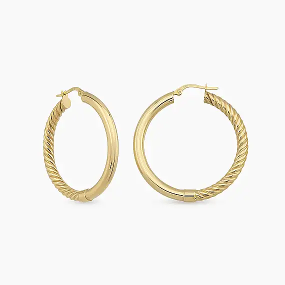 Lavin S Yellow Gold Hoop Earrings - 1