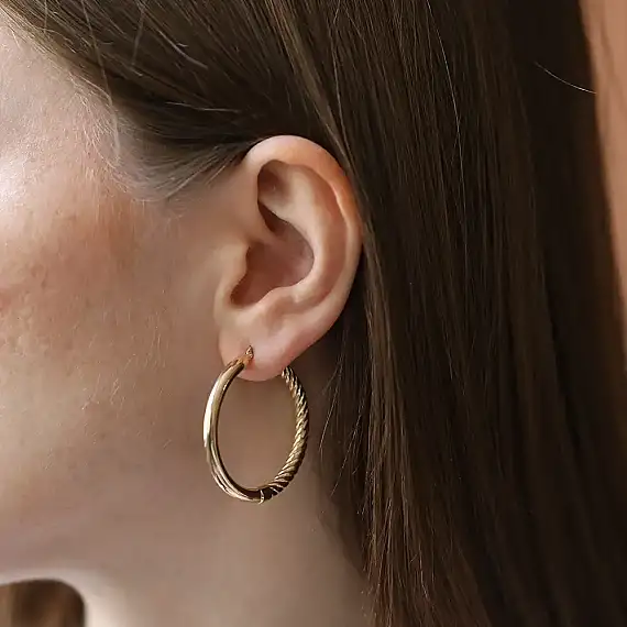 Lavin S Yellow Gold Hoop Earrings - 2