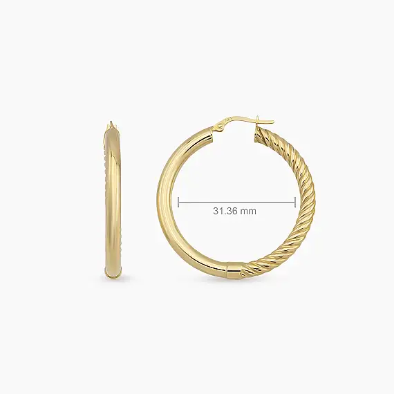 Lavin S Yellow Gold Hoop Earrings - 4
