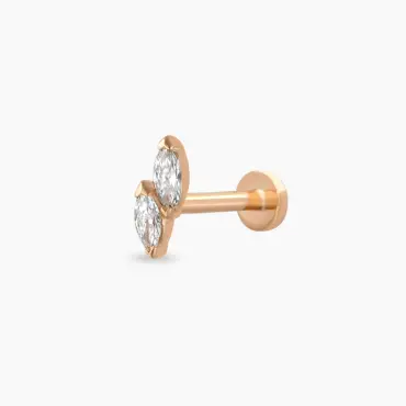 Leaf Markiz Kesim Pırlanta Taşlı Rose Altın Piercing - Nev Jewellery (1)