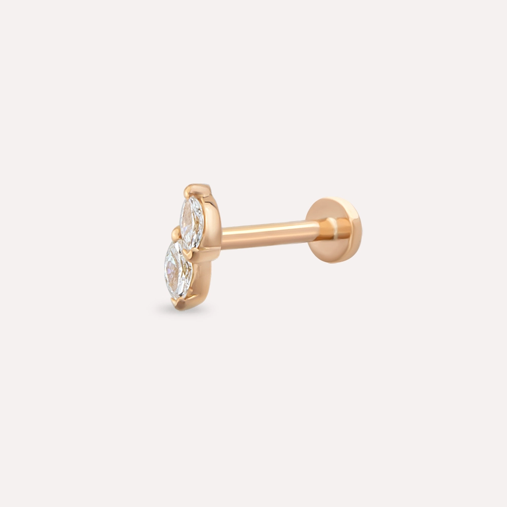 Leaf Marquise Cut Diamond Rose Gold Piercing - 1