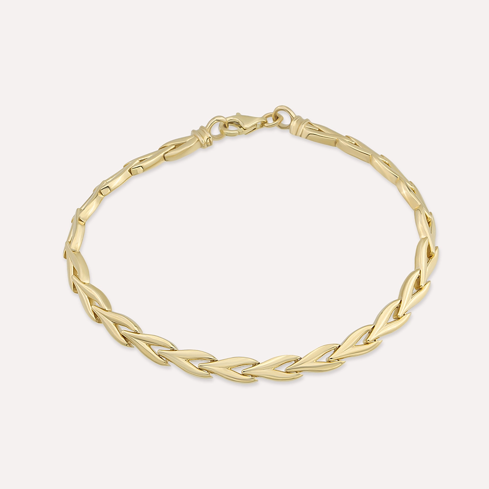 Leafy Sarı Altın Bileklik - Nev Jewellery (1)
