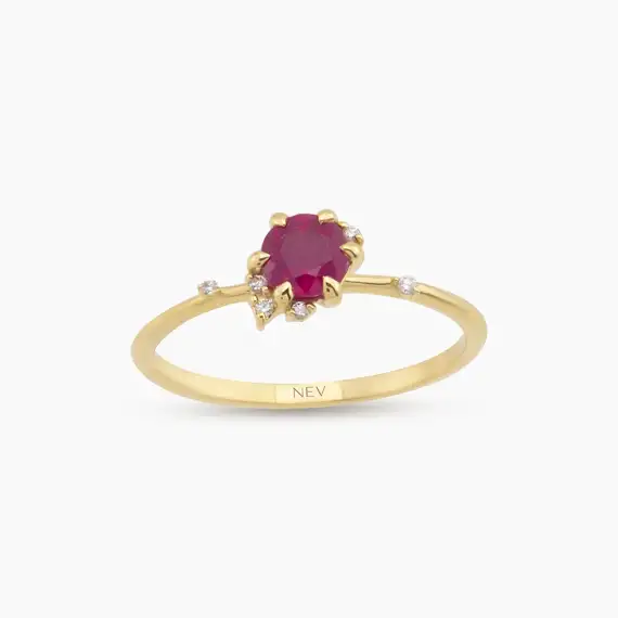 Leah 0.68 CT Ruby and Diamond Yellow Gold Ring - 1