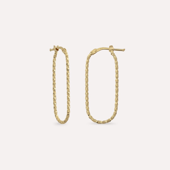 Lean Sarı Altın Halka Küpe - Nev Jewellery