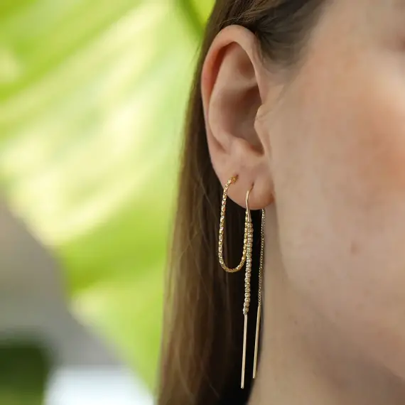 Lean Yellow Gold Hoop Earring - 2