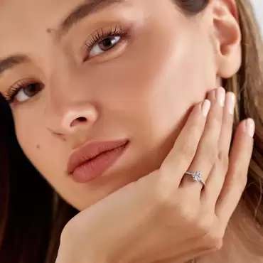Lumino 0.49 CT Markiz ve Damla Kesim Pırlanta Taşlı Beyaz Altın Yüzük - Nev Jewellery (1)