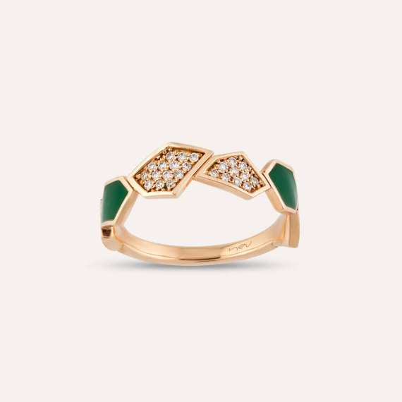 Lepton 0.13 CT Diamond and Green Enamel Ring - 3