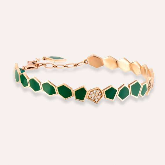 Lepton 0.15 CT Diamond and Green Enamel Bracelet - 3