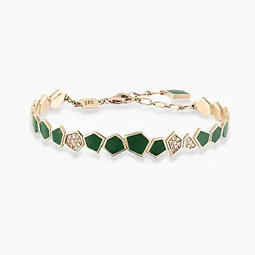 Lepton Pırlanta Taşlı ve Yeşil Mineli Bileklik - Nev Jewellery (1)