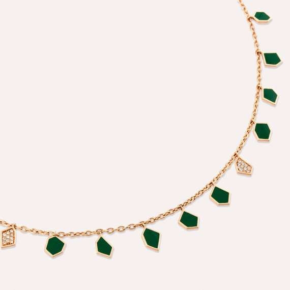 Lepton 0.24 CT Diamond and Green Enamel Necklace - 1