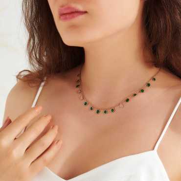Lepton 0.24 CT Diamond and Green Enamel Necklace - Nev Jewellery (1)