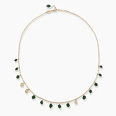 Lepton Pırlanta Taşlı ve Yeşil Mineli Kolye - Nev Jewellery (1)