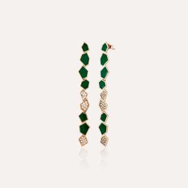 Lepton 0.44 CT Diamond and Green Enamel Earring - Nev Jewellery