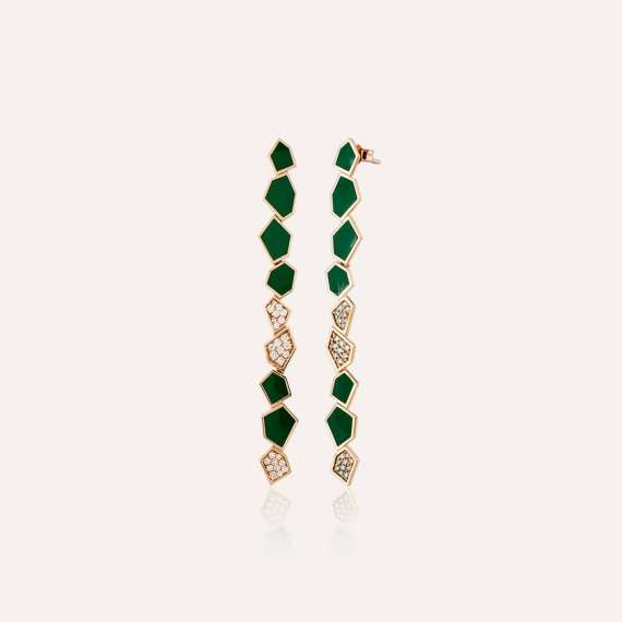 Lepton 0.44 CT Diamond and Green Enamel Earring - 1