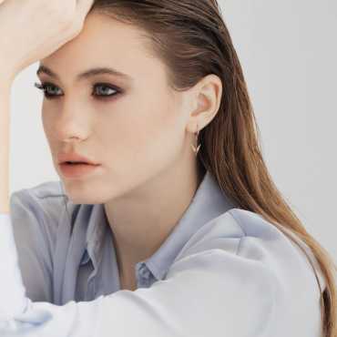 Levy Siyah Pırlanta Taşlı Rose Altın Küpe - Nev Jewellery (1)