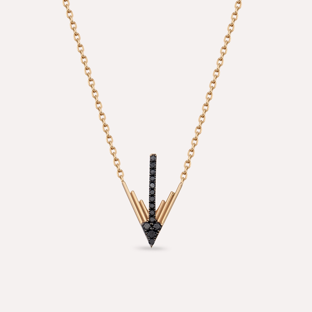 Levy Black Diamond Rose Gold Necklace - 1