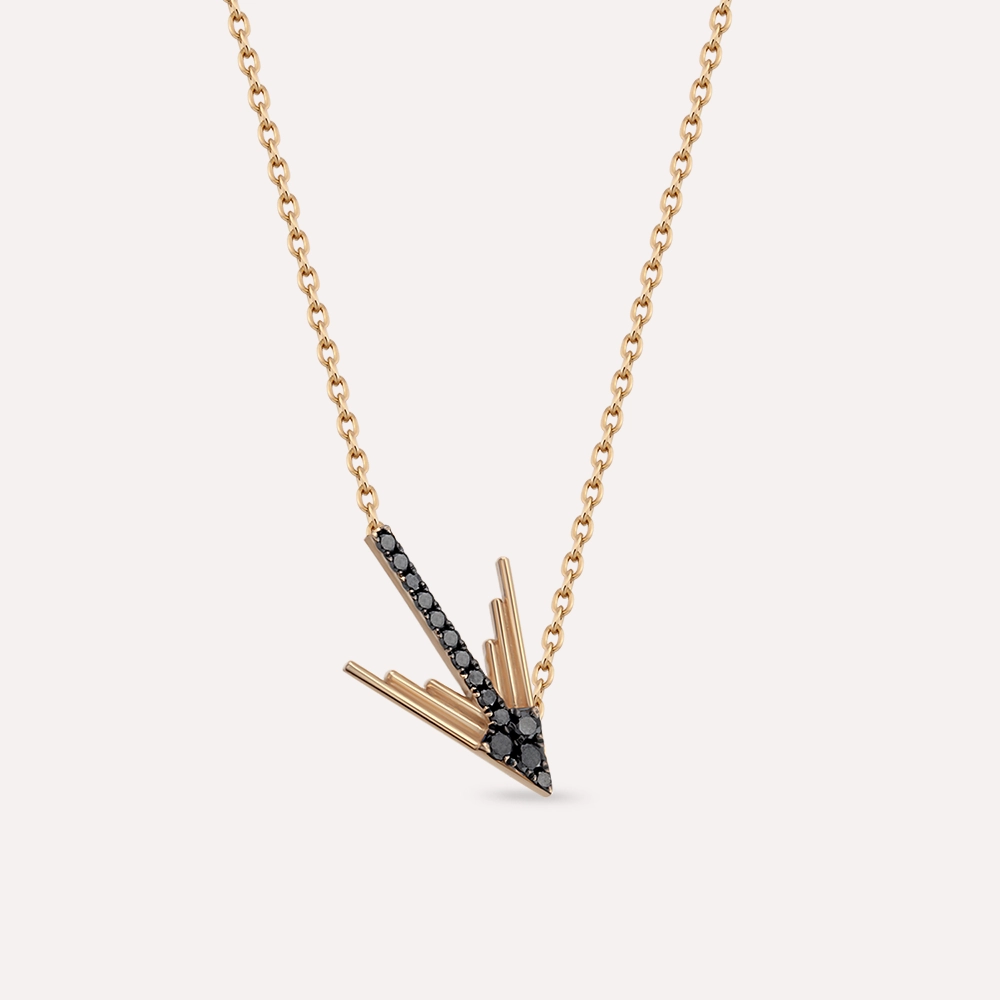 Levy II Black Diamond Rose Gold Necklace - 1