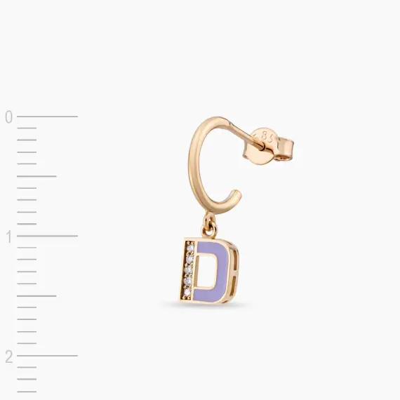 Lily Enamel and Diamond D Letter Single Dangling Earring - 3